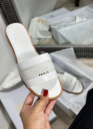 Шлепанцы женские кожаные белые брендовые люкс премиум