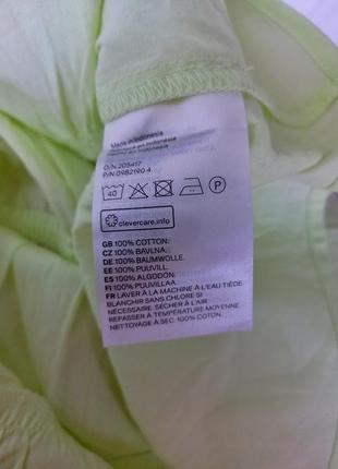 Світло-зелений топ weekday від h&m, котоновий топ воланами з бантиками6 фото