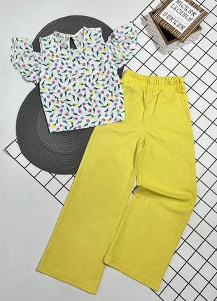 Летние брюки+блузка, летний костюм для девочки