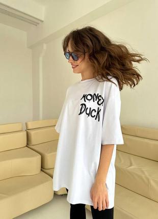 Стильная футболка, свечной крой oversize с качественным принтом и из натурального хлопка btb-3773 фото