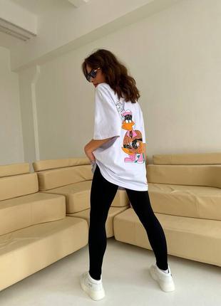 Стильная футболка, свечной крой oversize с качественным принтом и из натурального хлопка btb-3774 фото