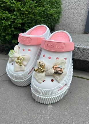 Сабо crocs кроксы детские кроксы женские на патформе с украшениями crocs с бантиком стильные crocs для девушки