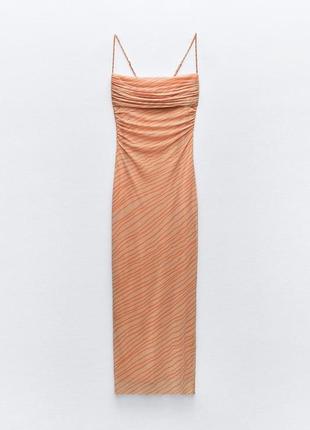 Платье женское оранжевое zara new тюлевое5 фото