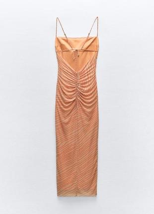 Платье женское оранжевое zara new тюлевое8 фото