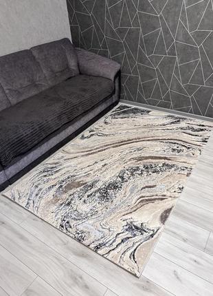 Килим 2.5x3.5 м optima з комбінованим ворсом і термоусадкою мармур beige 3563a