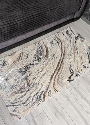 Килим1.0x2.0 м optima з комбінованим ворсом і термоусадкою мармур beige 3563a