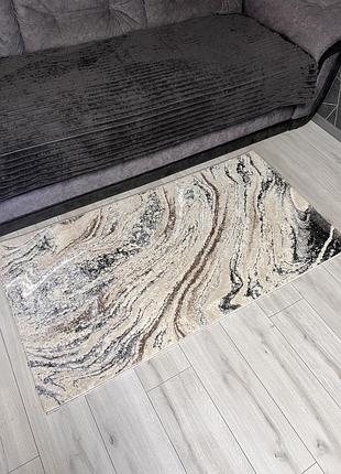 Килим1.0x2.0 м optima з комбінованим ворсом і термоусадкою мармур beige 3563a