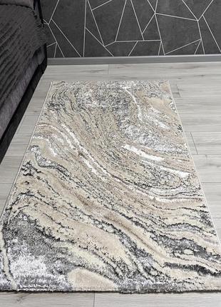Килим1.0x2.0 м optima з комбінованим ворсом і термоусадкою мармур beige 3563a