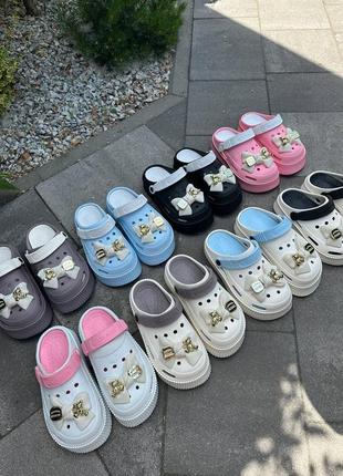 Сабо crocs кроксы детские кроксы женские на патформе с украшениями crocs с бантиком...