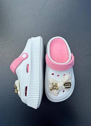 Сабо crocs кроксы детские кроксы женские на патформе с украшениями crocs с бантиком...