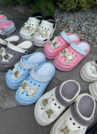 Сабо crocs кроксы детские кроксы женские на патформе с украшениями crocs с бантиком...