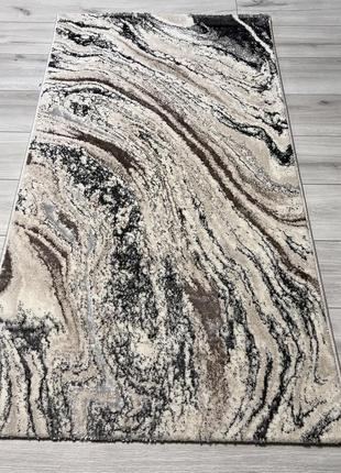 Ковер 0.8x1.5 м optima с комбинированым ворсом и термоусадкой мрамор beige 3563a