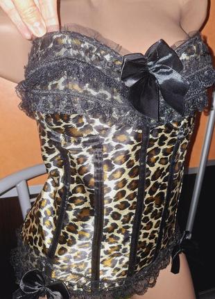 Шикарный атласный корсет тематический тигровый батал 2-3 xl
