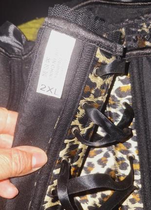 Шикарный атласный корсет тематический тигровый батал 2-3 xl