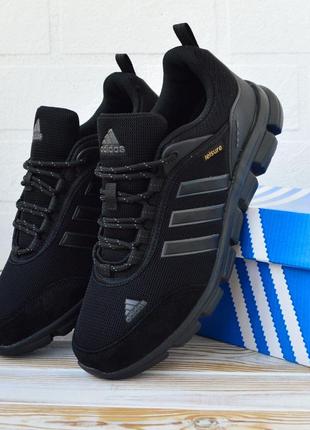 Чорні кросівки текстиль+сітка, топ модель бренду adidas весна, літо класика адідас