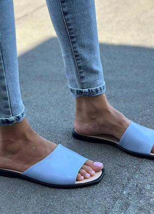 36-41 рр шлепанцы натуральная замша/кожа черные, белые, пудра, бежевые, красные, голубые