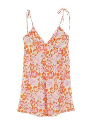 Сарафан з ретро квітковим принтом pull&bear 🌸 помаранчевий рожевий сарафан сукня...