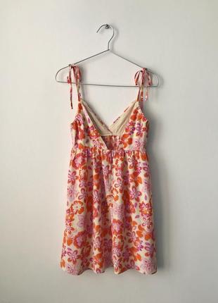 Сарафан з ретро квітковим принтом pull&bear 🌸 помаранчевий рожевий сарафан сукня...