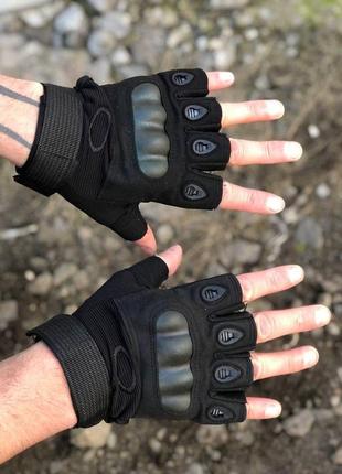 Мужские тактические безпалые перчатки черные. перчатки тактические oakley беспалые