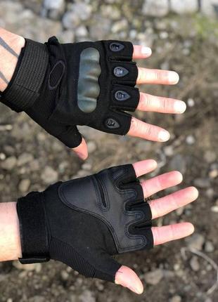 Чоловічі тактичні безпалі рукавиці чорні. рукавиці тактичні oakley безпалі