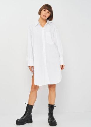 100% хлопок белоснежная удлинённая рубашка оверсайз zara белая длинная рубашка свободного кроя белое платье рубашка