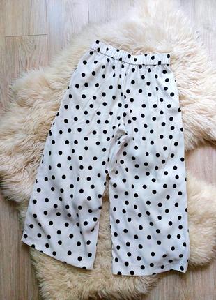 💜💚🩷 шикарные легкие белые кюлоты/брюки в черный горошек