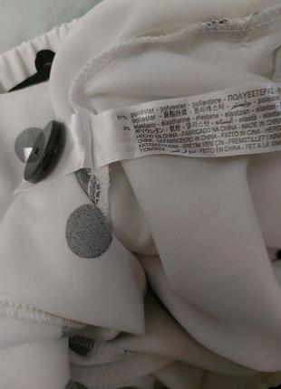 💜💚🩷 шикарные легкие белые кюлоты/брюки в черный горошек