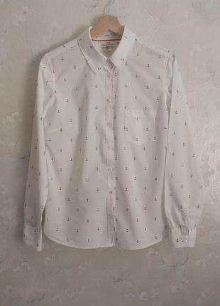Женская рубашка h&m logg 9812 46р. m, хлопок, якоря