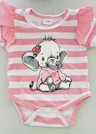 Бодик коротк й рукав на лето новорожденной девочке 0-3м 50-56-62см красивый новый