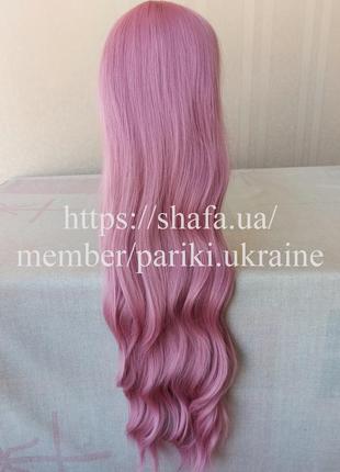 Длинный розовый парик, нвва, с чёлкой, термостойкая, парик