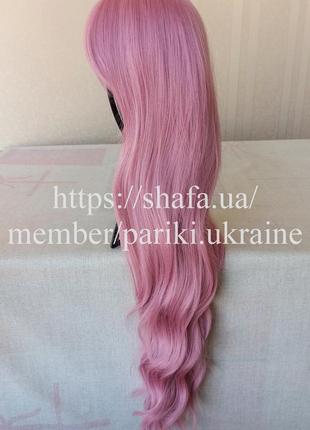 Длинный розовый парик, нвва, с чёлкой, термостойкая, парик