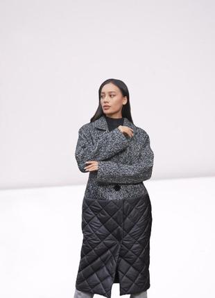 Женское пальто из шерстяной и плащевой ткани