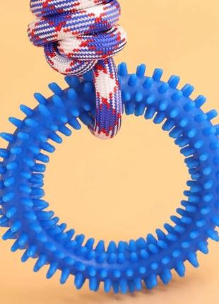 Іграшка для собак "кільце із шипами" для чищення та зміцнення зубів blue3 фото