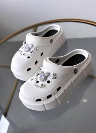 Белые кроксы mouse, сабо, шлепанцы, 36-39рр