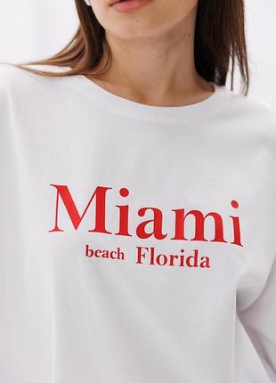 Футболка оверсайз белая с принтом miami