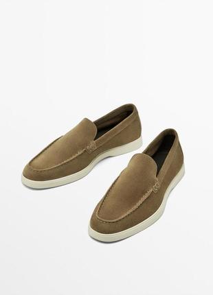 Лоферы из замшевого спилка massimo dutti