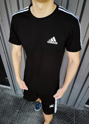 🔥летний мужской комплект adidas футболка + шорты🔥
(черные шорты + черная футболка)