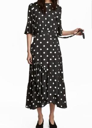 Летнее платье h&m в горошек, с воланами.
