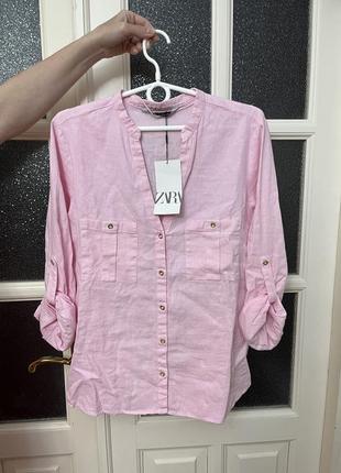 Льняная рубашка zara