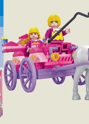 Конструктор блоковий для дівчинки 24408 карета кінь, 117 деталі, див. опис3 фото