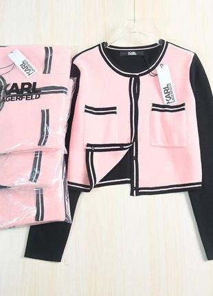 Кардиган karl lagerfeld розовый с черным 6
