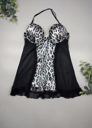 Пеньюар сітка, чорний пенюар, бебідол з чашечками