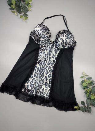 Пеньюар сітка, чорний пенюар, бебідол з чашечками