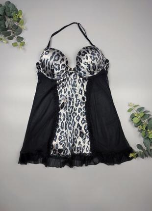 Пеньюар сітка, чорний пенюар, бебідол з чашечками