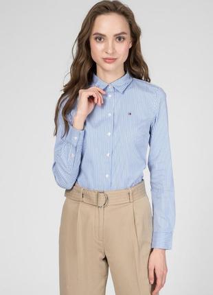 Жіноча сорочка в смужку tommy hilfiger оригінал, класична сорочка tommy hilfiger в стилі old money