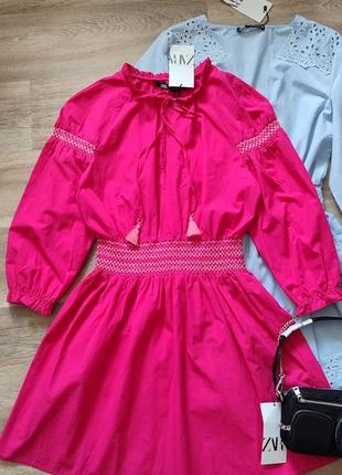 Сукня вишиванка фуксія zara розмір м оригінал