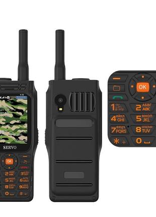 Телефон на 4 сім мапи чорний кнопковий із великим дисплеєм і камерою servo f3 black