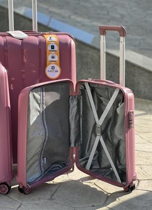 3 шт комплект полипропилен mcs  чемодан дорожный  на колесах турция 4 колеса5 фото