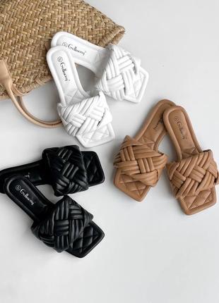 Очень стильные и трендовые тапули 💔💘 из экокожи с эффектом плетения