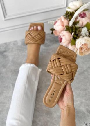 Очень стильные и трендовые тапули 💔💘 из экокожи с эффектом плетения